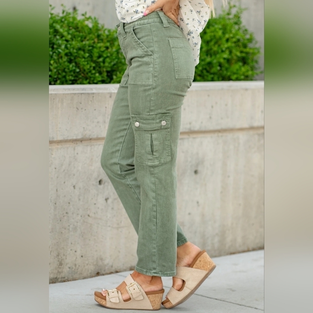 Vervet HR Straight Fit Jeans Utility Cargo Olive Dixie Patch Pocket 9/29 NEW - Picture 9 of 16